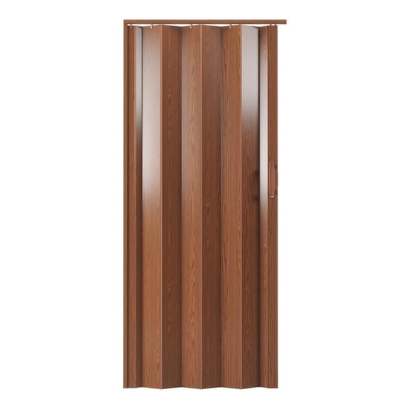Pemberly Row 48" W PVC Foldable Accordion Doors or Privacy Room Divider - Walnut