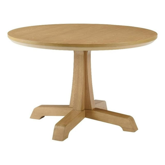 Pemberly Row 48" Wood Round Dining Table with Pedestal Base - Rustic ...