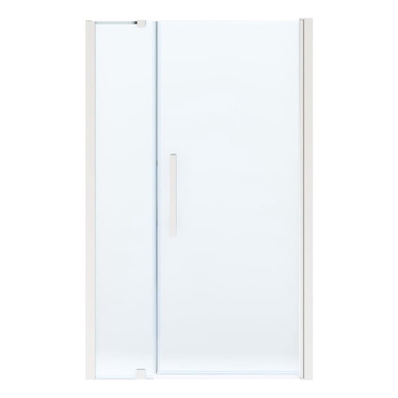 Pemberly Row 48 x 36 x 74-3/4 Shower Kit with Base and Door in Satin Nickel