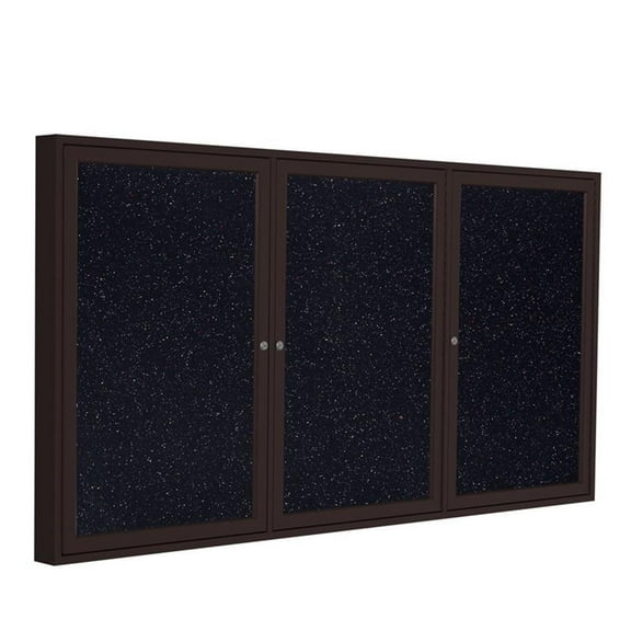 Pemberly Row 48" x 72" 3 Door Enclosed Rubber Bulletin Board in Multi-Color