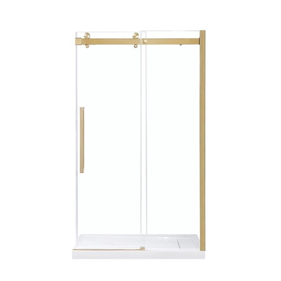 Pemberly Row 48" x 78.75" Soft-Close Sliding Shower Door in Gold
