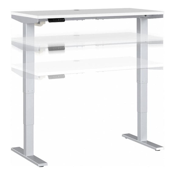 Pemberly Row 48W Height Adjustable Desk in White - Engineered Wood