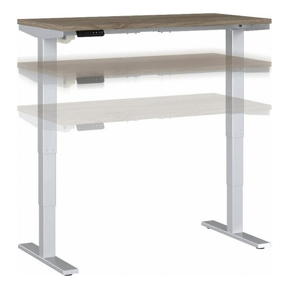 Pemberly Row 48W x 24D Adjustable Desk in Modern Hickory - Engineered Wood