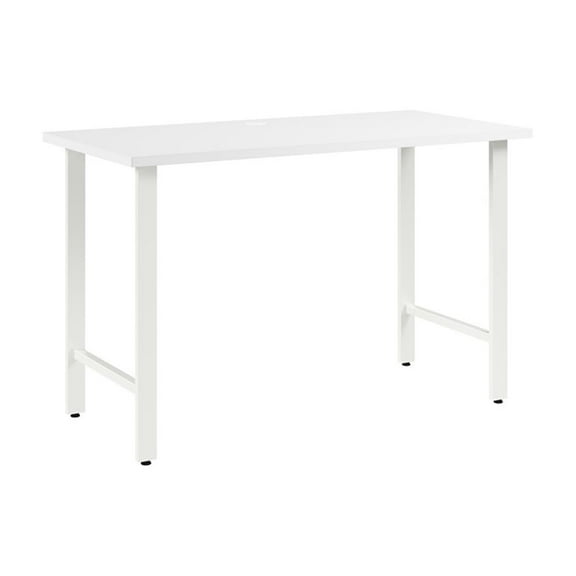 Pemberly Row 48W x 24D Computer Desk with Metal Legs in White - Engineered Wood