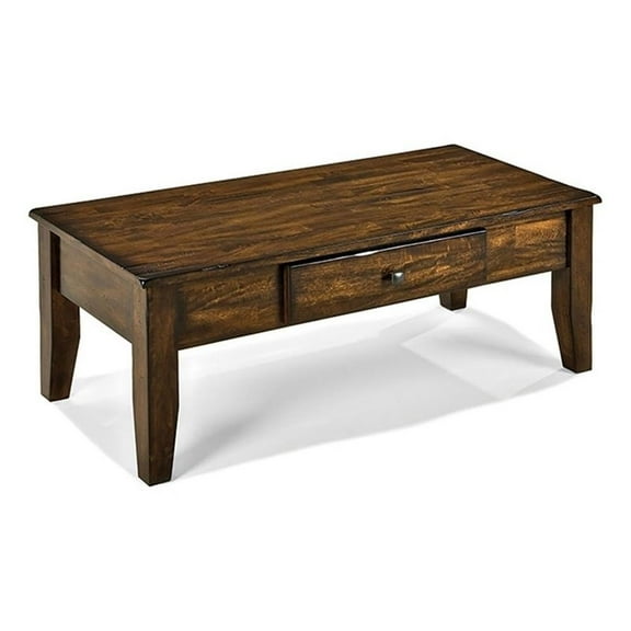 Pemberly Row 48x22" Transitional Solid Mango Wood Coffee Table in Brown