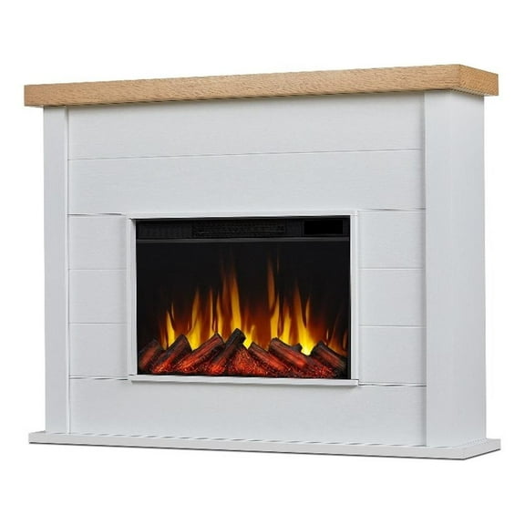 Pemberly Row 49" Modern Wood Slim Electric Fireplace in White