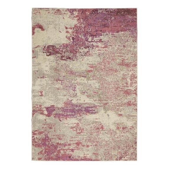 Pemberly Row 5'3"x7'3" Ivory/Pink Modern Indoor Polypropylene Rug