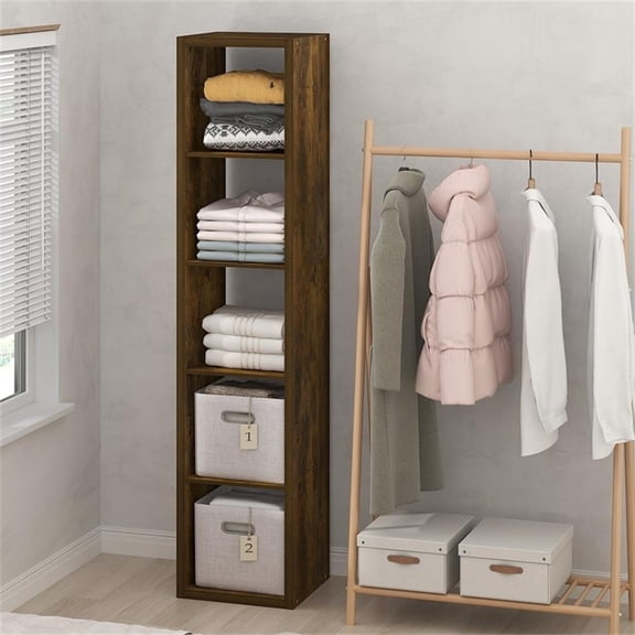Pemberly Row 5-Cube Closet Organizer Open Shelf in Amber Pine