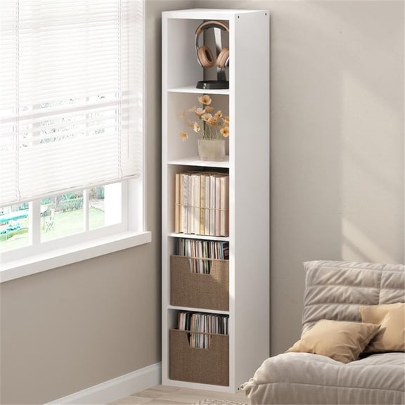 Pemberly Row 5-Cube Media Storage Organizer in Engineered White Wood