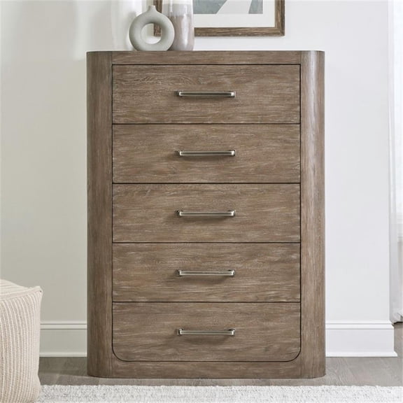 Pemberly Row 5-Drawer Bedroom Chest with Cedar Lined Storage in Brown