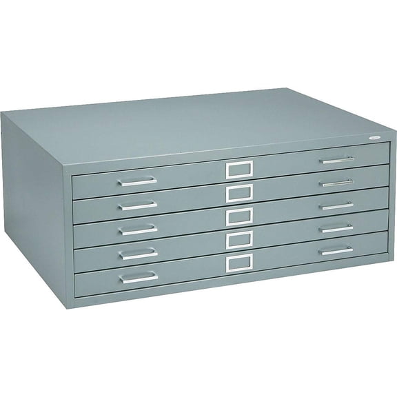 Pemberly Row 5 Drawer Metal Flat Files Cabinet for 24" x 36" Documents in Gray
