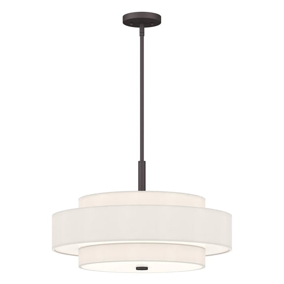 Pemberly Row 5-Light Mid-Century Metal & Fabric Pendant in Bronze/Off White