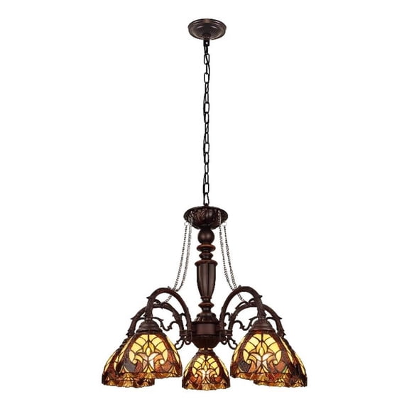 Pemberly Row 5-Light Victorian Glass Chandelier in Multi-Color