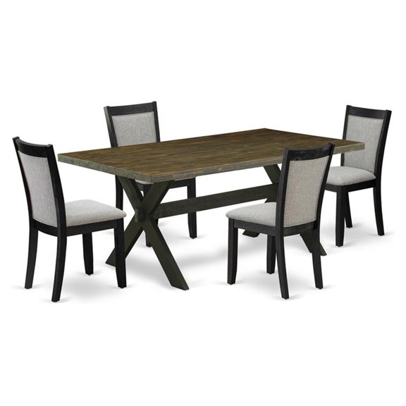 Pemberly Row 5-Pc Rubberwood Dining Set in Jacobean Gray Black Finish