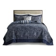 thumbnail image 1 of Pemberly Row 5-Piece Cotton Reversible Jacquard Bedspread Set in Navy, 1 of 15