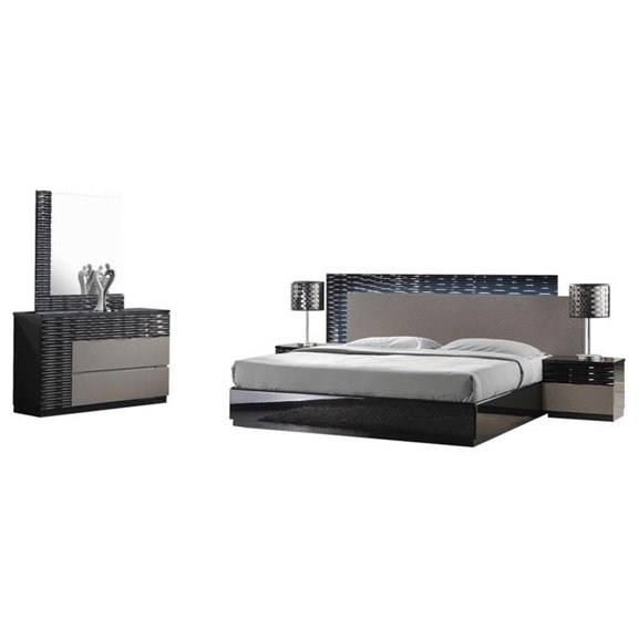 Pemberly Row 5-Piece Engineered Wood East King Bedroom Set - Black/ Zebra