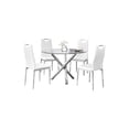 thumbnail image 1 of Pemberly Row 5-Piece Faux Leather Round Glass Dinette Set - White, 1 of 4