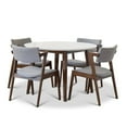 thumbnail image 1 of Pemberly Row 5-Piece Mid-Century Dining Set with 4 Fabric Dining Chairs in Grey, 1 of 6