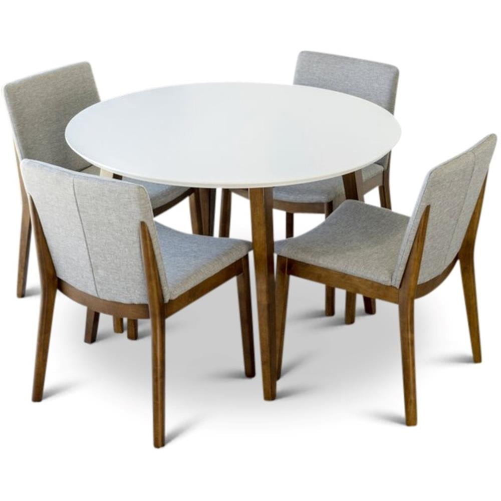 Pemberly Row 5-Piece Mid-Century Solid Wood Round Dining Set in Light ...
