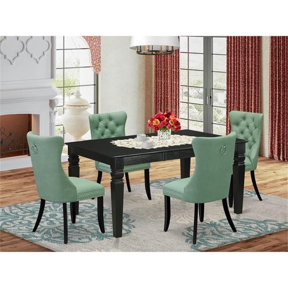 Pemberly Row 5-Piece Modern Dining Table Set with Willow Green Chairs