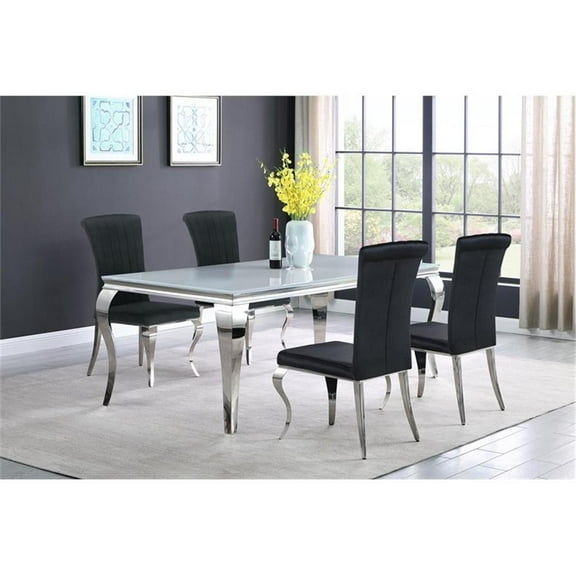Pemberly Row 5-Piece Modern Metal Rectangular Dining Set in Black and Chrome