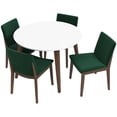 thumbnail image 1 of Pemberly Row 5-Piece Modern Round Dining Set w/ 4 Velvet Dining Chairs in Green, 1 of 6