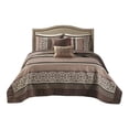 thumbnail image 1 of Pemberly Row 5-Piece Polyester Cotton Faux Silk Bedspread Set in Brown, 1 of 15