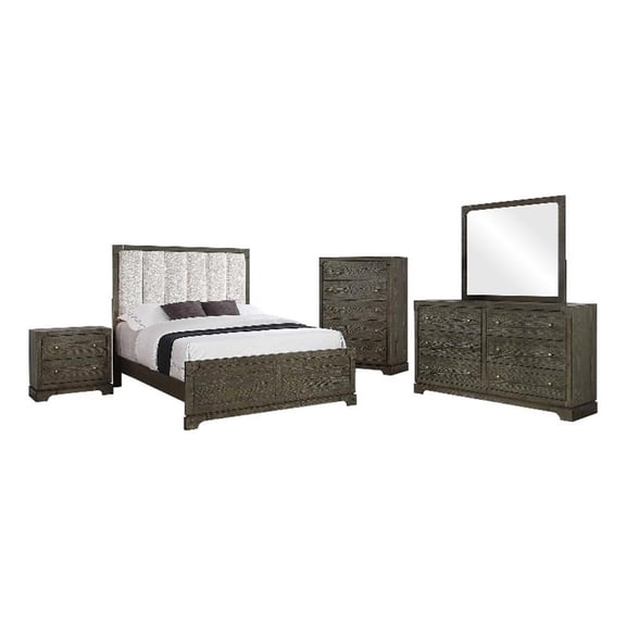 Pemberly Row 5-Piece Queen Panel Bedroom Set in Dark Cocoa Finish
