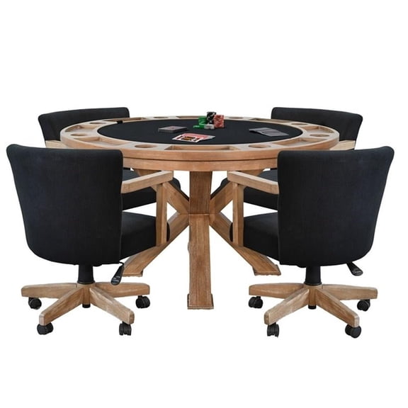 Pemberly Row 5-Piece Reversible Game and Dining Poker Table Set