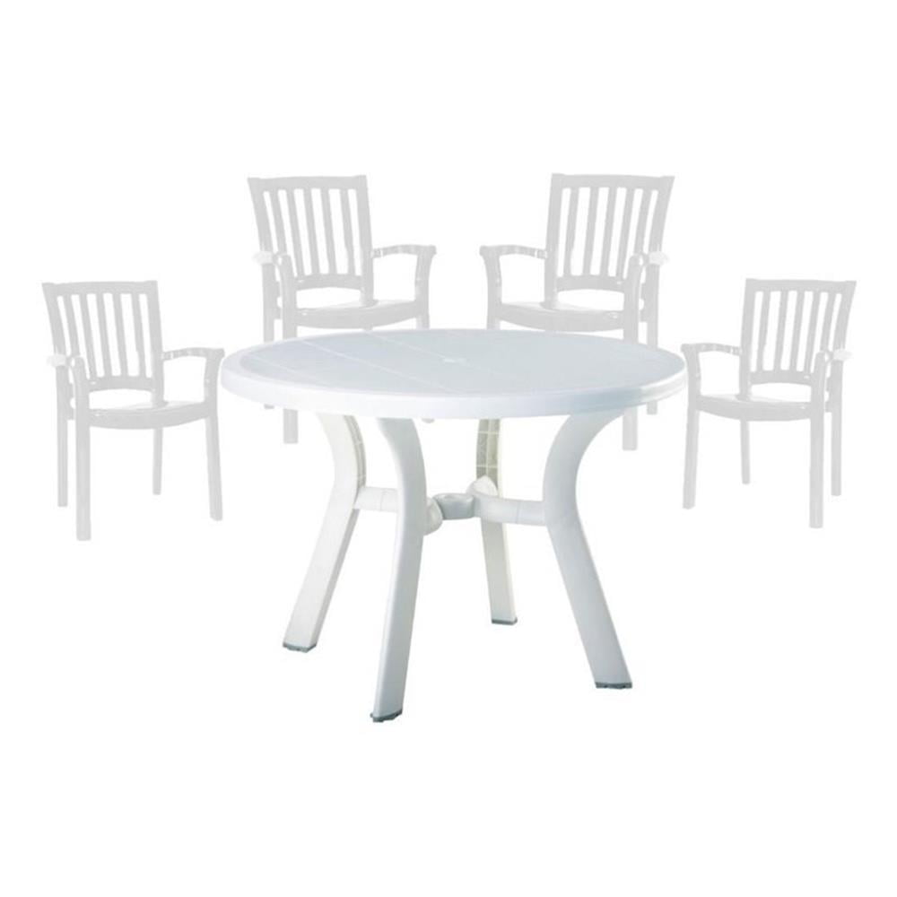 Pemberly Row Outdoor 5 Piece Set: 42" Round Resin Garden Patio Table ...