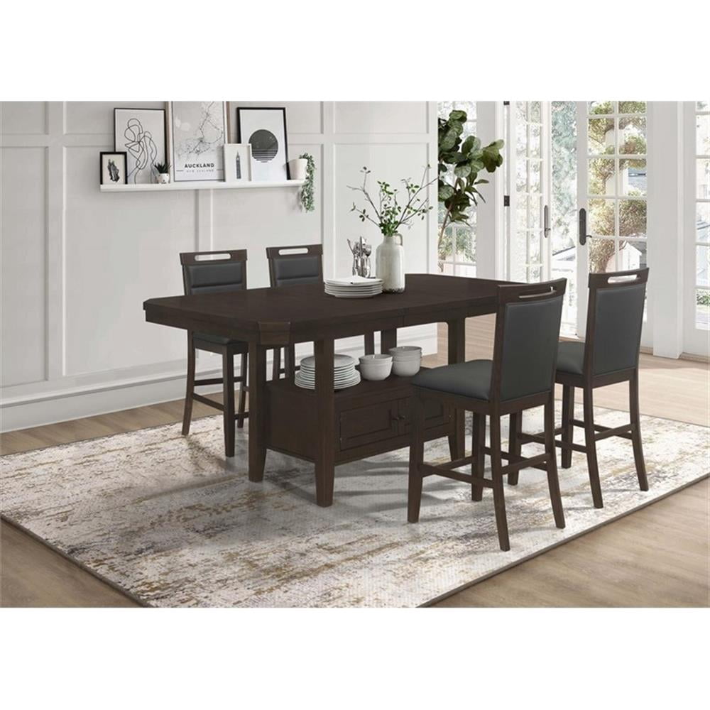 Pemberly Row 5-Piece Wood Counter Height Dining Set in Cappuccino ...