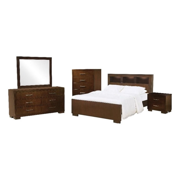 Pemberly Row 5-Piece Wood Eastern King Storage Bedroom Set in Cappuccino
