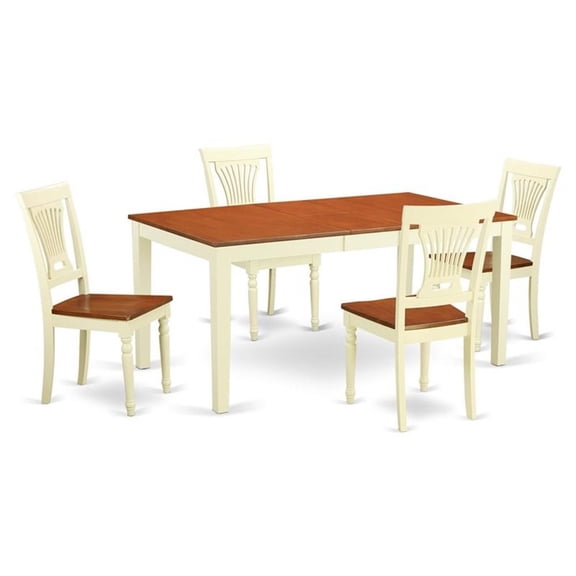 Pemberly Row 5-Piece Wood Kitchen Dining Set in Buttermilk Cherry Finish