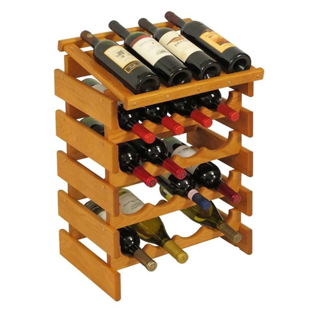 Pemberly Row 5 Tier 20 Bottle Display Wine Rack in Medium Oak - Walmart.com