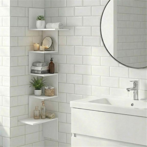 Pemberly Row 5-Tier Corner S-shape Radial Floating Bookshelf in White