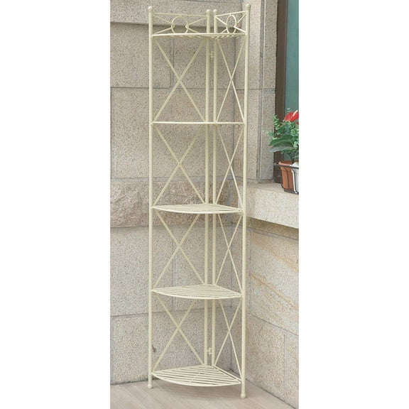 Pemberly Row 5 Tier Iron Corner Bakers Rack in White