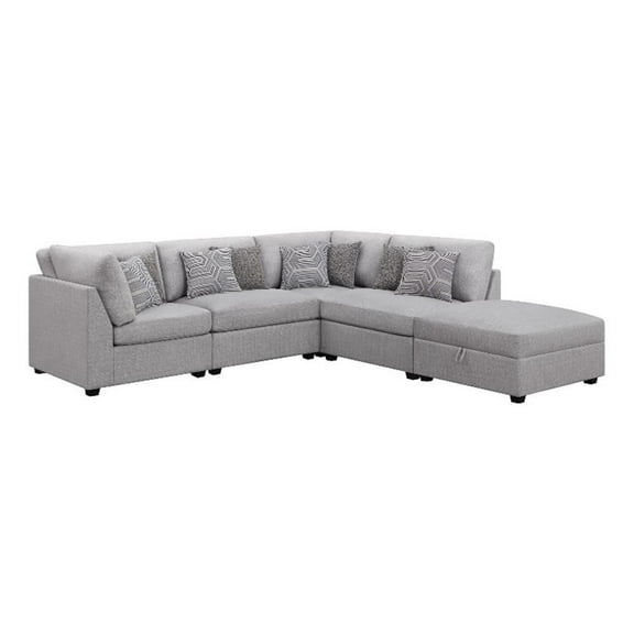 Pemberly Row 5-piece Fabric Upholstered Modular Sectional Gray