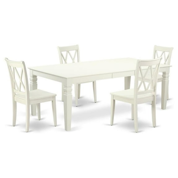 Pemberly Row 5-piece Wood Dining Set with X-Back Chairs in White