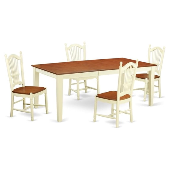 Pemberly Row 5-piece Wood Kitchen Set in Buttermilk/Cherry
