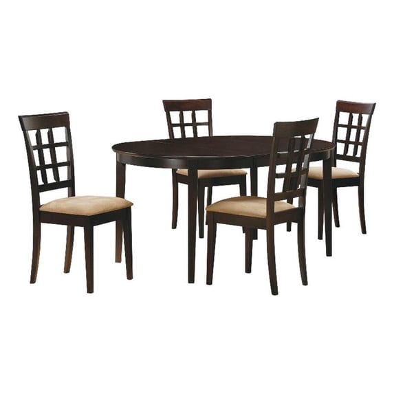 Pemberly Row 5-piece Wood Oval Dining Set with Extension Leaf Cappuccino & Beige