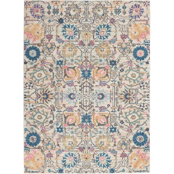 Pemberly Row 5'x7' Ivory Multicolor Fabric Bohemian Area Rug
