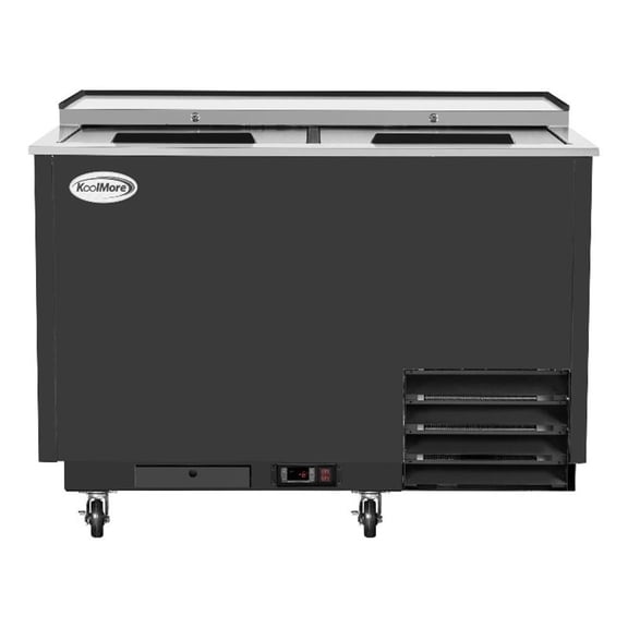Pemberly Row 50" Commercial Glass Froster in Black Steel w/ 14 cu. ft. Capacity