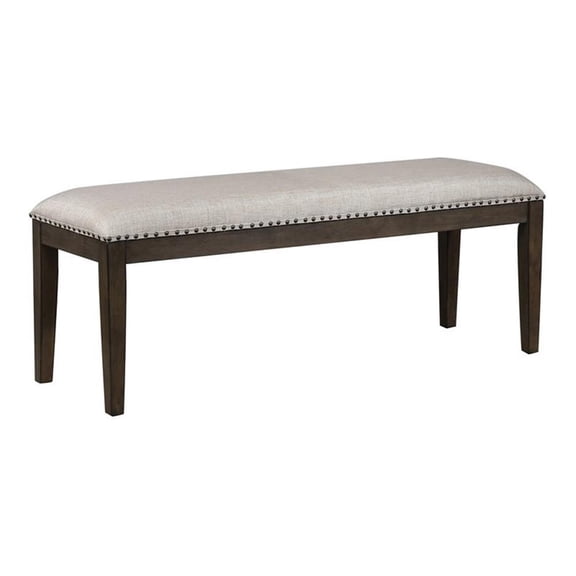 Pemberly Row 50" Contemporary Wood Dining Bench in Gray/Brown