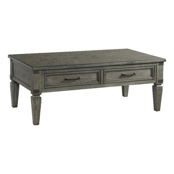 Pemberly Row 50" Transitional Wood Coffee Table in Pewter Finish