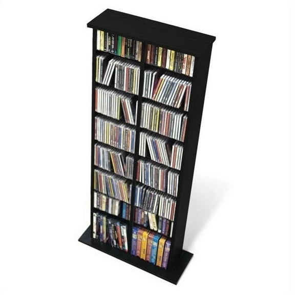 Pemberly Row 51" Double Slim CD DVD Wall Media Storage Rack in Black