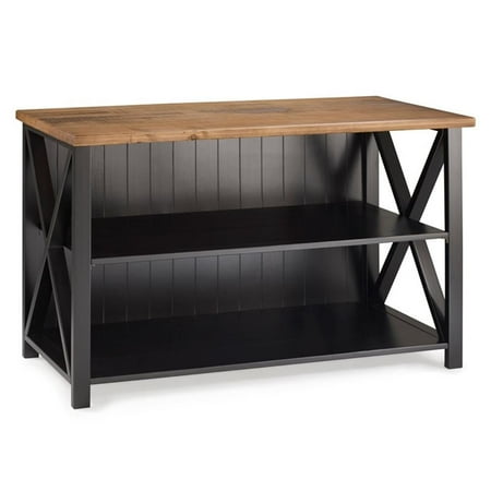 Pemberly Row 52" Farmhouse Wood Storage Console in Black/Reclaimed Barnwood