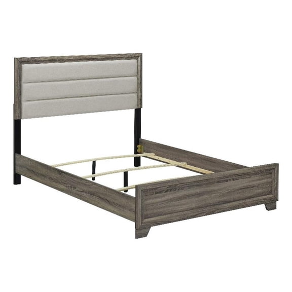 Pemberly Row 52-Inch Upholstered Eastern King Bed in Brown Oak