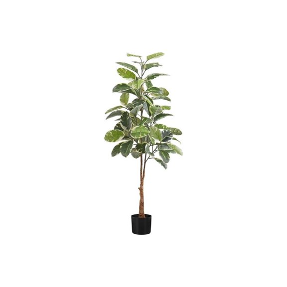 Pemberly Row 52" Indoor Artificial Rubber Tree with Variegated Green Leaves
