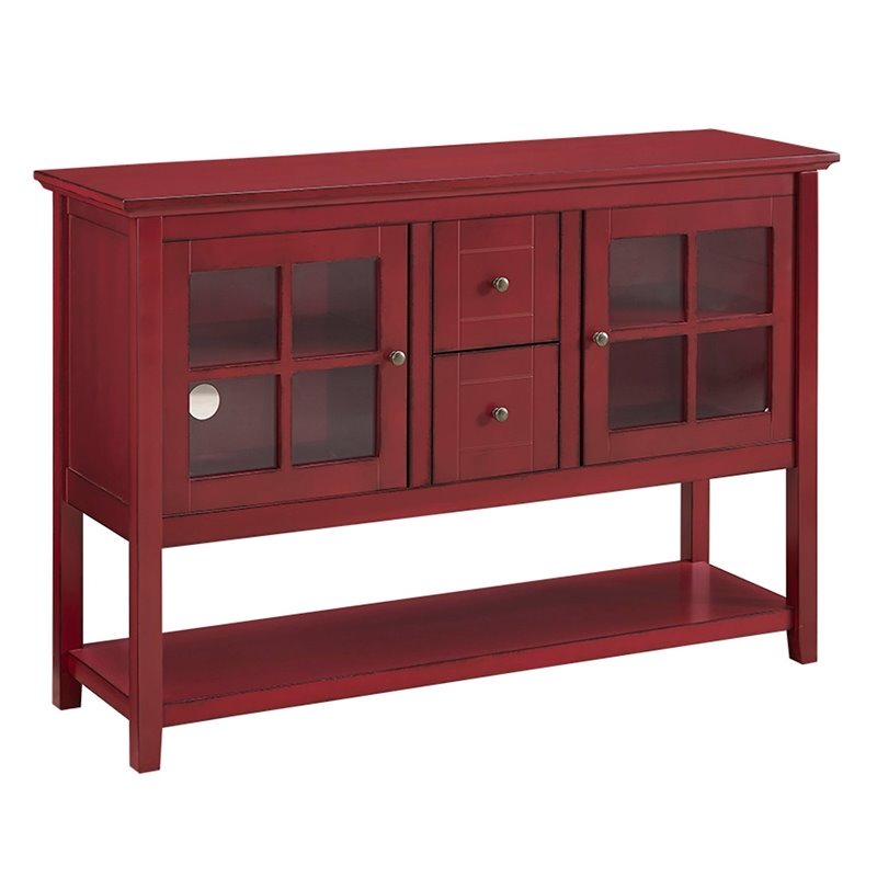Pemberly Row 52" Modern Highboy Style Tall TV Stand Console for Flat Screen TV's in Antique Red - image 1 of 9