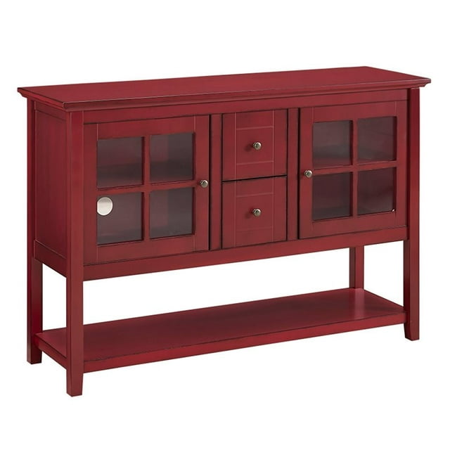 Pemberly Row 52" Modern Highboy Style Tall TV Stand Console for Flat Screen TV's in Antique Red
